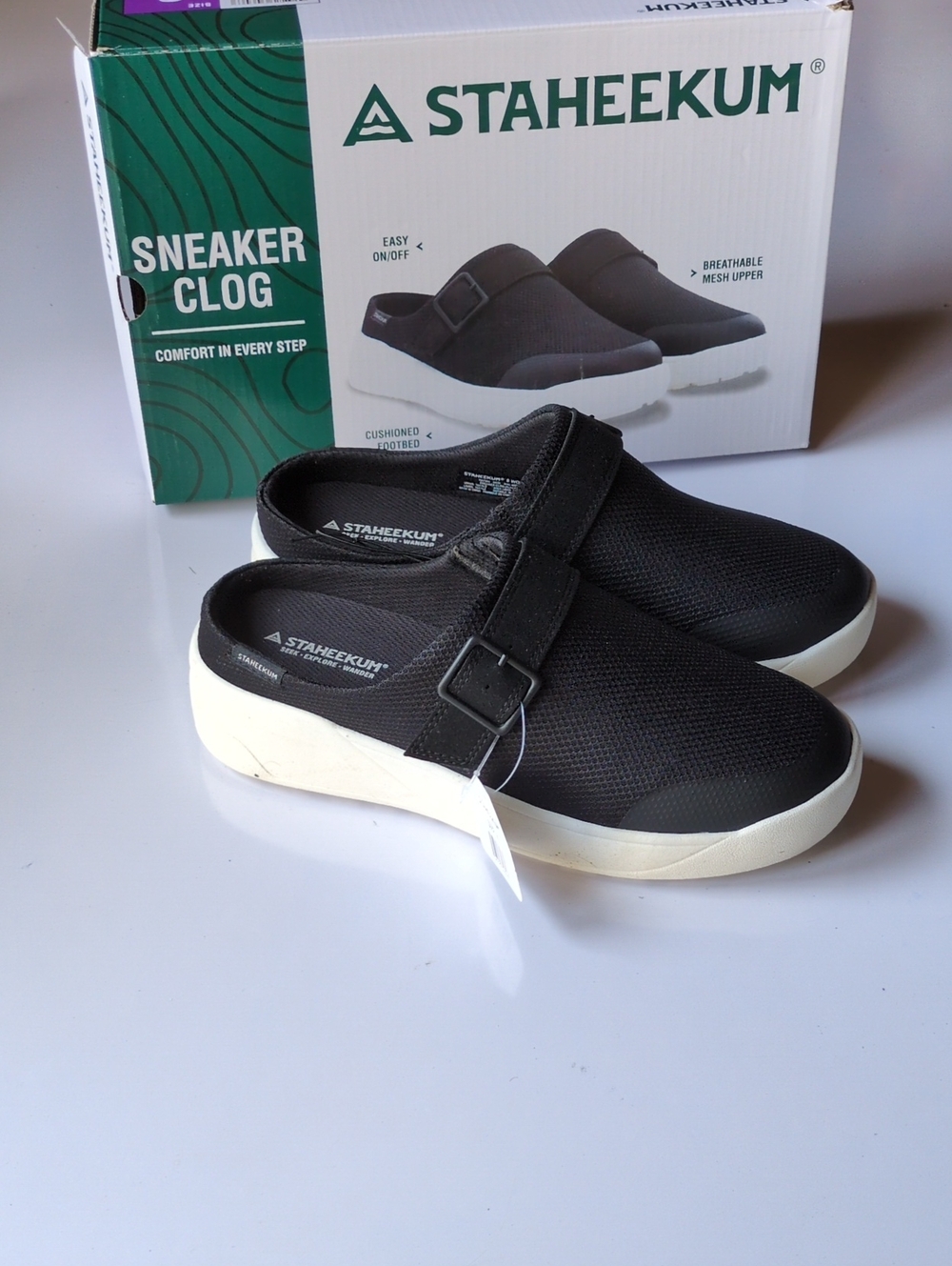 Staheekum Sneaker Clog Shoes Cushioned Easy On Off Black Sz 8 Womens